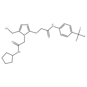 2-({1-[(cyclopentylcarbamoyl)methyl]-5-(hydroxymethyl)-1H-imidazol-2-yl}sulfanyl)-N-[4-(trifluoromethyl)phenyl]acetamide Structure