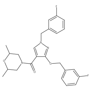 (2,6-dimethylmorpholino)(1-(3-fluorobenzyl)-3-((3-fluorobenzyl)oxy)-1H-pyrazol-4-yl)methanone结构式