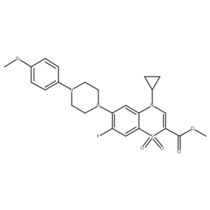 methyl 4-cyclopropyl-7-fluoro-6-(4-(4-methoxyphenyl)piperazin-1-yl)-4H-benzo[b][1,4]thiazine-2-carboxylate 1,1-dioxide Structure