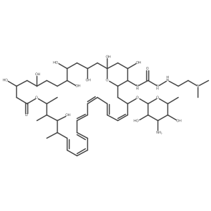 1-[33-(4-Amino-3,5-dihydroxy-6-methyloxan-2-yl)oxy-1,3,5,6,9,11,17,37-octahydroxy-15,16,18-trimethyl-13-oxo-14,39-dioxabicyclo[33.3.1]nonatriaconta-19,21,23,25,27,29,31-heptaen-36-yl]-3-[2-(dimethylamino)ethylamino]urea结构式