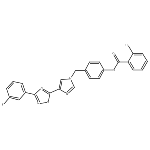 2-chloro-N-[4-({4-[3-(3-fluorophenyl)-1,2,4-oxadiazol-5-yl]-1H-imidazol-1-yl}methyl)phenyl]benzamide结构式