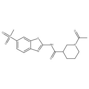 1-Acetyl-N-[6-(methylsulfonyl)-2-benzothiazolyl]-3-piperidinecarboxamide结构式