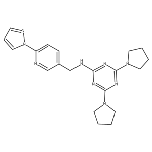 N-[[6-(1H-Pyrazol-1-yl)-3-pyridinyl]methyl]-4,6-di-1-pyrrolidinyl-1,3,5-triazin-2-amine结构式