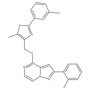 4-({[2-(3-Chlorophenyl)-5-methyl-1,3-oxazol-4-yl]methyl}thio)-2-(2-methylphenyl)pyrazolo[1,5-a]pyrazine Structure