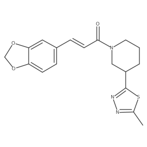 (E)-3-(benzo[d][1,3]dioxol-5-yl)-1-(3-(5-methyl-1,3,4-thiadiazol-2-yl)piperidin-1-yl)prop-2-en-1-one结构式