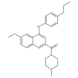 (4-((4-Ethoxyphenyl)amino)-6-methoxyquinolin-2-yl)(4-methylpiperidin-1-yl)methanone结构式