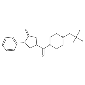 1-Phenyl-4-[4-(2,2,2-trifluoroethyl)piperazine-1-carbonyl]pyrrolidin-2-one结构式