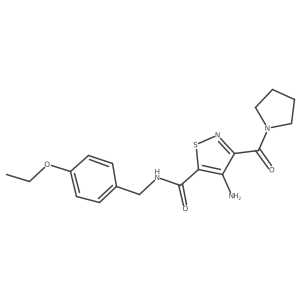 4-amino-N-(4-ethoxybenzyl)-3-(pyrrolidine-1-carbonyl)isothiazole-5-carboxamide结构式