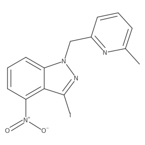 3-iodo-1-((6-methylpyridin-2-yl)methyl)-4-nitro-1H-indazole结构式