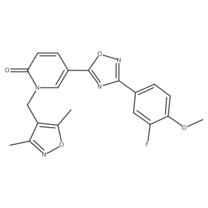 1-((3,5-dimethylisoxazol-4-yl)methyl)-5-(3-(3-fluoro-4-methoxyphenyl)-1,2,4-oxadiazol-5-yl)pyridin-2(1H)-one结构式