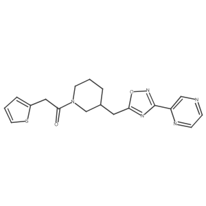 1-(3-((3-(Pyrazin-2-yl)-1,2,4-oxadiazol-5-yl)methyl)piperidin-1-yl)-2-(thiophen-2-yl)ethanone结构式