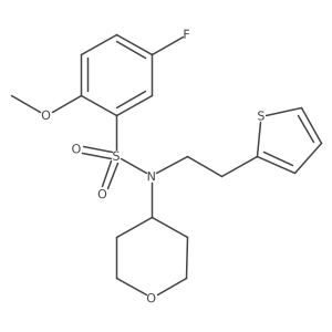 5-fluoro-2-methoxy-N-(tetrahydro-2H-pyran-4-yl)-N-(2-(thiophen-2-yl)ethyl)benzenesulfonamide Structure