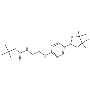 Tert-butyl (2-((5-(4,4,5,5-tetramethyl-1,3,2-dioxaborolan-2-yl)pyrimidin-2-yl)amino)ethyl)carbamate结构式