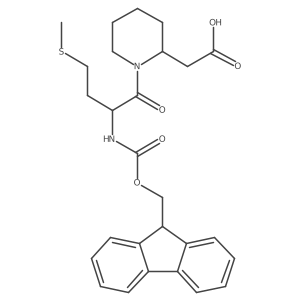 2-[(2R)-1-[(2R)-2-({[(9H-fluoren-9-yl)methoxy]carbonyl}amino)-4-(methylsulfanyl)butanoyl]piperidin-2-yl]acetic acid结构式