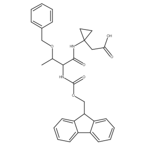 2-{1-[(2R,3S)-3-(benzyloxy)-2-({[(9H-fluoren-9-yl)methoxy]carbonyl}amino)butanamido]cyclopropyl}acetic acid Structure