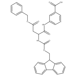 5-[(2S)-3-(benzyl carboxy)-2-({[(9H-fluoren-9-yl)methoxy]carbonyl}amino)propanamido]pyridine-3-carboxylic acid Structure