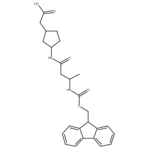 2-{3-[(3R)-3-({[(9H-fluoren-9-yl)methoxy]carbonyl}amino)butanamido]cyclopentyl}acetic acid Structure
