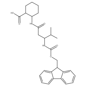 2-[(3S)-3-({[(9H-fluoren-9-yl)methoxy]carbonyl}amino)-4-methylpentanamido]cyclohexane-1-carboxylic acid Structure
