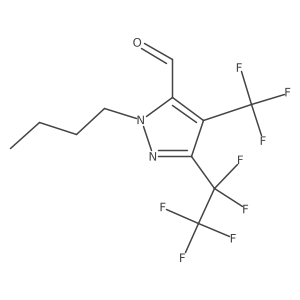 1-butyl-3-(1,1,2,2,2-pentafluoroethyl)-4-(trifluoromethyl)-1H-pyrazole-5-carbaldehyde Structure