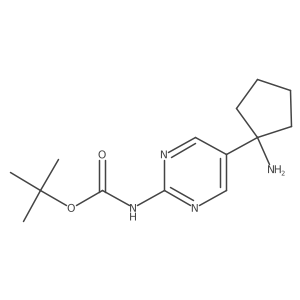 tert-butyl N-[5-(1-aminocyclopentyl)pyrimidin-2-yl]carbamate结构式