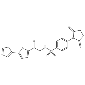 4-(2,5-dioxopyrrolidin-1-yl)-N-{2-[5-(furan-2-yl)thiophen-2-yl]-2-hydroxyethyl}benzene-1-sulfonamide结构式