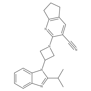 2-{3-[2-(propan-2-yl)-1H-1,3-benzodiazol-1-yl]azetidin-1-yl}-5H,6H,7H-cyclopenta[b]pyridine-3-carbonitrile结构式