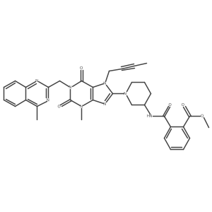 (R)-methyl 2-((1-(7-(but-2-yn-1-yl)-3-methyl-1-((4-methylquinazolin-2-yl)methyl)-2,6-dioxo-2,3,6,7-tetrahydro-1H-purin-8-yl)piperidin-3-yl)carbamoyl)benzoate结构式