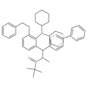 [S(R)]-N-[(S)-[(3-(Benzyloxy)-2-(dicyclohexylphosphino)phenyl]-(1,1'-biphenyl)methyl]-N,2-dimethyl-2-propanesulfinamide结构式