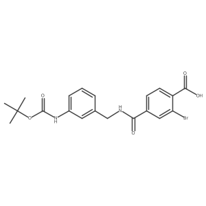 2-Bromo-4-[[[[3-[[(1,1-dimethylethoxy)carbonyl]amino]phenyl]methyl]amino]carbonyl]benzoic acid结构式