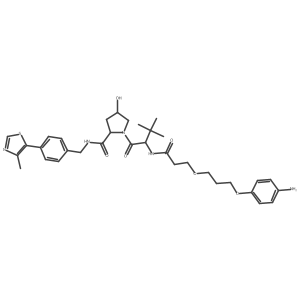 (2S,4R)-1-[(2S)-2-[3-[3-(4-aminophenoxy)propoxy]propanoylamino]-3,3-dimethyl-butanoyl]-4-hydroxy-N-[[4-(4-methylthiazol-5-yl)phenyl]methyl]pyrrolidine-2-carboxamide结构式