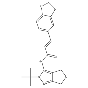 (Z)-3-(benzo[d][1,3]dioxol-5-yl)-N-(2-(tert-butyl)-4,6-dihydro-2H-thieno[3,4-c]pyrazol-3-yl)acrylamide结构式
