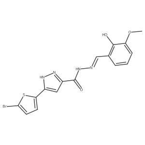 (E)-3-(5-bromothiophen-2-yl)-N'-(2-hydroxy-3-methoxybenzylidene)-1H-pyrazole-5-carbohydrazide结构式