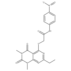 2-((2-ethyl-6,8-dimethyl-5,7-dioxo-5,6,7,8-tetrahydropyrimido[4,5-d]pyrimidin-4-yl)thio)-N-(4-nitrophenyl)acetamide Structure