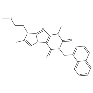 8-(2-methoxyethyl)-1,7-dimethyl-3-(naphthalen-1-ylmethyl)-1H-imidazo[2,1-f]purine-2,4(3H,8H)-dione结构式