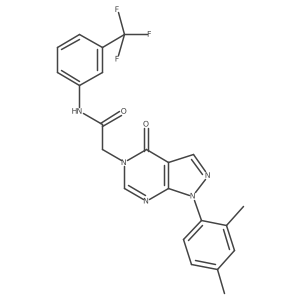 2-(1-(2,4-dimethylphenyl)-4-oxo-1H-pyrazolo[3,4-d]pyrimidin-5(4H)-yl)-N-(3-(trifluoromethyl)phenyl)acetamide结构式