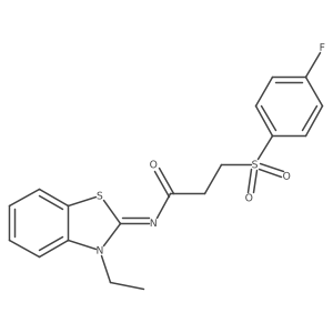 (E)-N-(3-ethylbenzo[d]thiazol-2(3H)-ylidene)-3-((4-fluorophenyl)sulfonyl)propanamide结构式