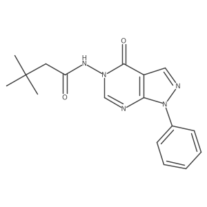 3,3-dimethyl-N-(4-oxo-1-phenyl-1H-pyrazolo[3,4-d]pyrimidin-5(4H)-yl)butanamide结构式