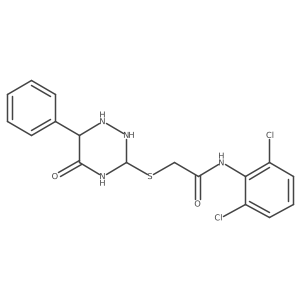 N-(2,6-dichlorophenyl)-2-[(5-oxo-6-phenyl-1,2,4-triazinan-3-yl)sulfanyl]acetamide Structure