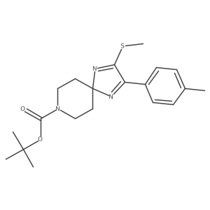 2-Methylsulfanyl-3-p-tolyl-1,4,8-triaza-spiro[4.5]deca-1,3-diene-8-carboxylic acid tert-butyl ester结构式
