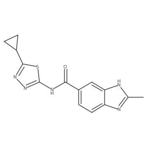 N-(5-cyclopropyl-1,3,4-thiadiazol-2-yl)-2-methyl-1H-benzimidazole-5-carboxamide结构式
