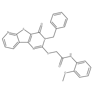 2-({5-benzyl-6-oxo-8-thia-3,5,10-triazatricyclo[7.4.0.0^{2,7}]trideca-1(9),2(7),3,10,12-pentaen-4-yl}sulfanyl)-N-(2-methoxyphenyl)acetamide Structure