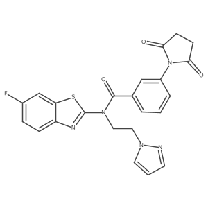 N-(2-(1H-pyrazol-1-yl)ethyl)-3-(2,5-dioxopyrrolidin-1-yl)-N-(6-fluorobenzo[d]thiazol-2-yl)benzamide Structure