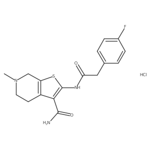 2-(2-(4-Fluorophenyl)acetamido)-6-methyl-4,5,6,7-tetrahydrothieno[2,3-c]pyridine-3-carboxamide hydrochloride结构式