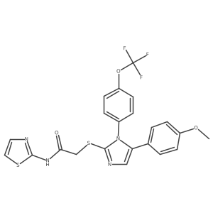 2-((5-(4-methoxyphenyl)-1-(4-(trifluoromethoxy)phenyl)-1H-imidazol-2-yl)thio)-N-(thiazol-2-yl)acetamide结构式