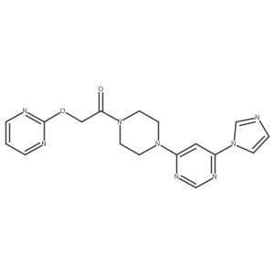 1-(4-(6-(1H-imidazol-1-yl)pyrimidin-4-yl)piperazin-1-yl)-2-(pyrimidin-2-yloxy)ethanone结构式
