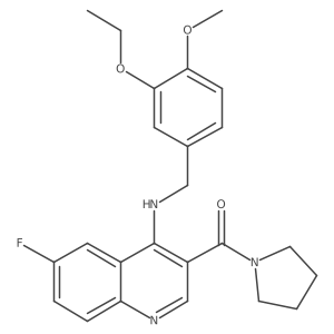 (4-((3-Ethoxy-4-methoxybenzyl)amino)-6-fluoroquinolin-3-yl)(pyrrolidin-1-yl)methanone Structure