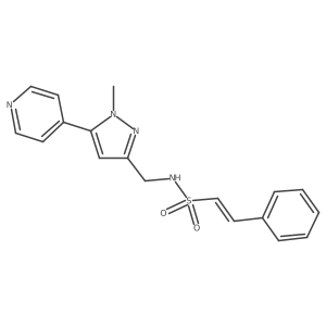 (E)-N-((1-methyl-5-(pyridin-4-yl)-1H-pyrazol-3-yl)methyl)-2-phenylethenesulfonamide结构式