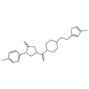1-(4-Fluorophenyl)-4-(4-(((4-methylthiazol-2-yl)thio)methyl)piperidine-1-carbonyl)pyrrolidin-2-one结构式