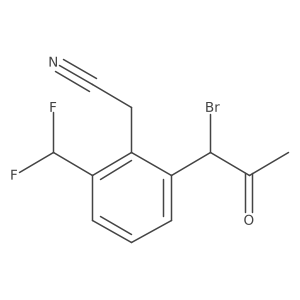 CC(=O)C(Br)c1cccc(C(F)F)c1CC#N结构式