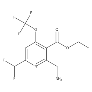 Ethyl 2-(aminomethyl)-6-(difluoromethyl)-4-(trifluoromethoxy)pyridine-3-carboxylate结构式